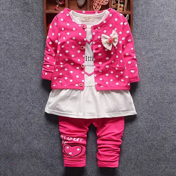 Коллекция года, весенне-осенняя одежда для маленьких девочек костюм с длинными рукавами для маленьких девочек брендовый дизайнерский спортивный костюм комплекты из 3 предметов - Цвет: rose red