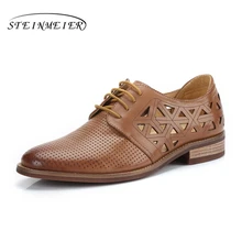 Броги из натуральной овечьей кожи; yinzo; женские дизайнерские винтажные туфли на плоской подошве; женские оксфорды ручной работы; г.; цвет бежевый, коричневый, красный