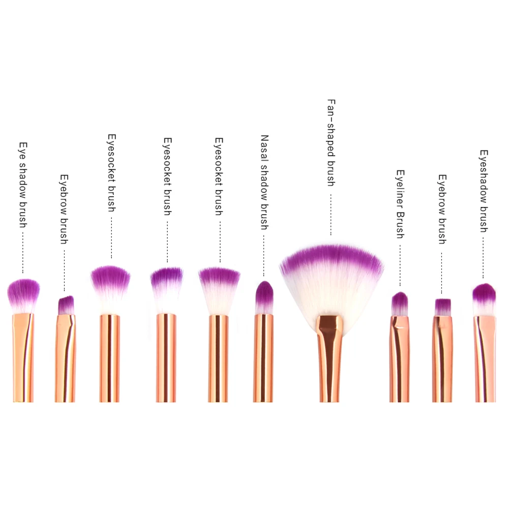 Профессиональный набор кистей для макияжа Русалочка, 10 шт., набор для нанесения основы, смешивания пудры, теней, контуров, консилера, румян, косметический инструмент для макияжа