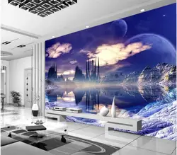 Пользовательские настенная муранская роспись Castle In The Sky фоновые фотообои для Гостиная 3D настенные фрески обои Home Decor