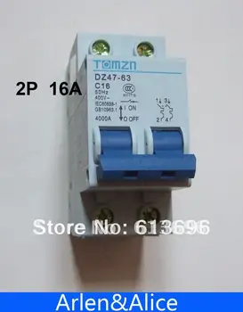 

2P 16A 400V~ 50HZ/60HZ Circuit breaker AC MCB safety breaker C type
