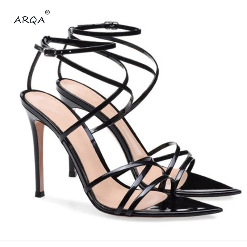 

2019 Summer New Black Pointed Toe Open Toe Stilettos Women High Heels Female Fashion Sandals Party Sexy women's Shoes Big Size