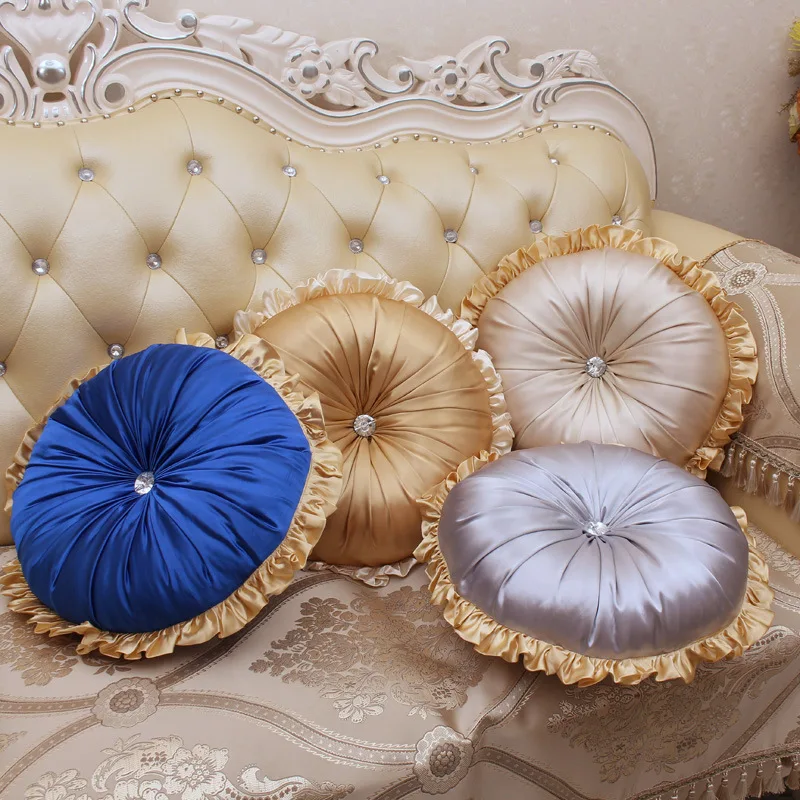 

40cm classical luxury sofa pumpkin pillow soft satin round cushion stuffed back cushion throw pillow living room home decor