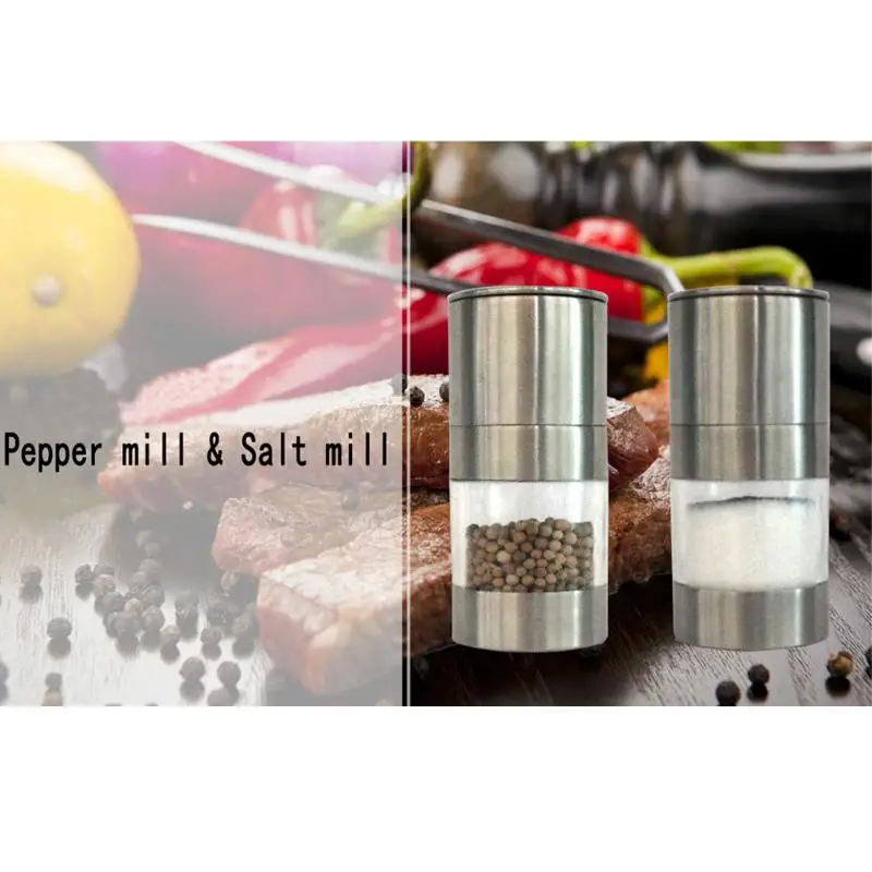 

Stainless Steel Portable Manual Salt Pepper Mill Grinder Seasoning Muller Kitchen Tools Spice Mill Machine Home Kitchen Tool