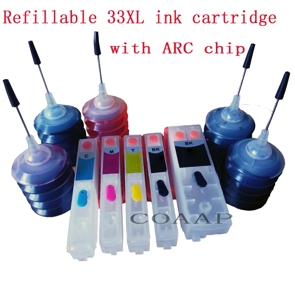 Refillable T3351-T3364 kit ink cartridge for EPSON XP640 XP635 XP645 XP530 XP830 XP540 XP900 XP630 Printer + 150ml Dye | Компьютеры и