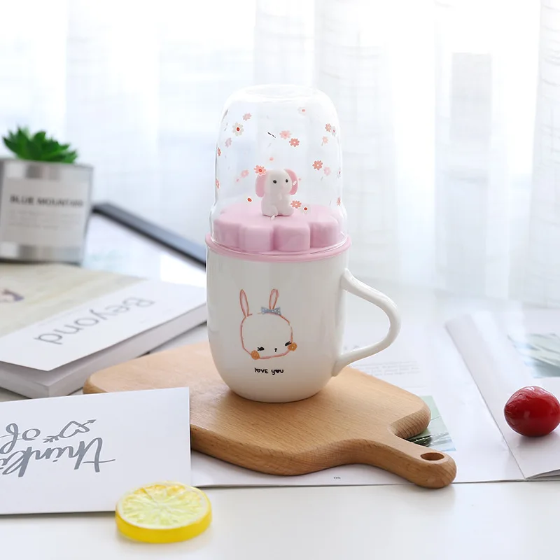 Кружка для кофе с мультяшным розовым кроликом 3D микро пейзажем Детская кружка