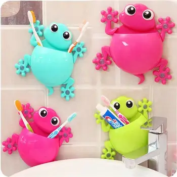 

Toothbrush Holder Lovely Cartoon Cute Frog Toothbrush Holder Wall Stick Paste Organizer Bathroom Set Accessories Products