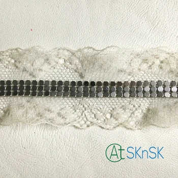 

Newest lace100 yard 4cm width african silver beaded lace trim guipure beaded lace high quality african lace ribbon DHLshipping
