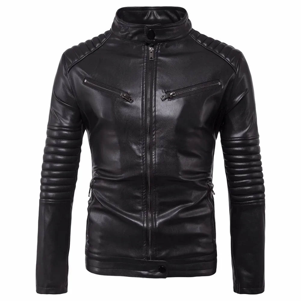 Men's Leather Jackets Leather Man Jackets Coats Autumn Winter Male Classic Motorcycle Biker Bomber Jackets Tops Outwear Black