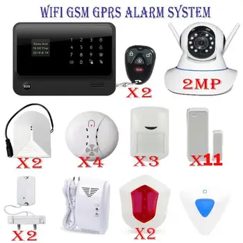 

G90B plus GSM Wifi GPRS alarm system APP control smart home alarm system work with 2mp wifi ip cameras outdoor indoor siren