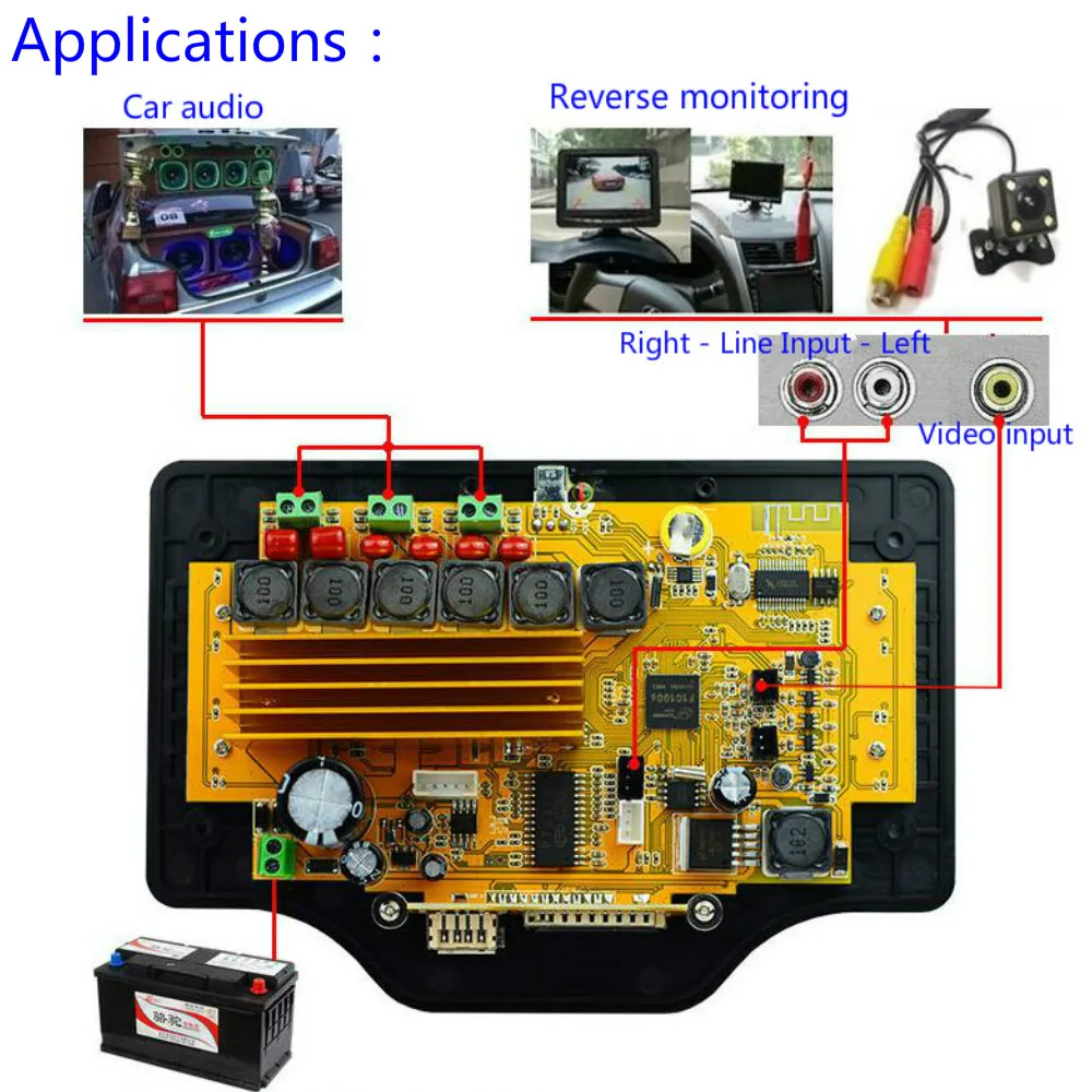 Tinghong 4,3 дюймов LCD MP3 декодер плата DC12V 50 Вт* 2+ 100 Вт Bluetooth усилитель плата MP5 Аудио приемник декодирующий модуль WMA/OGG