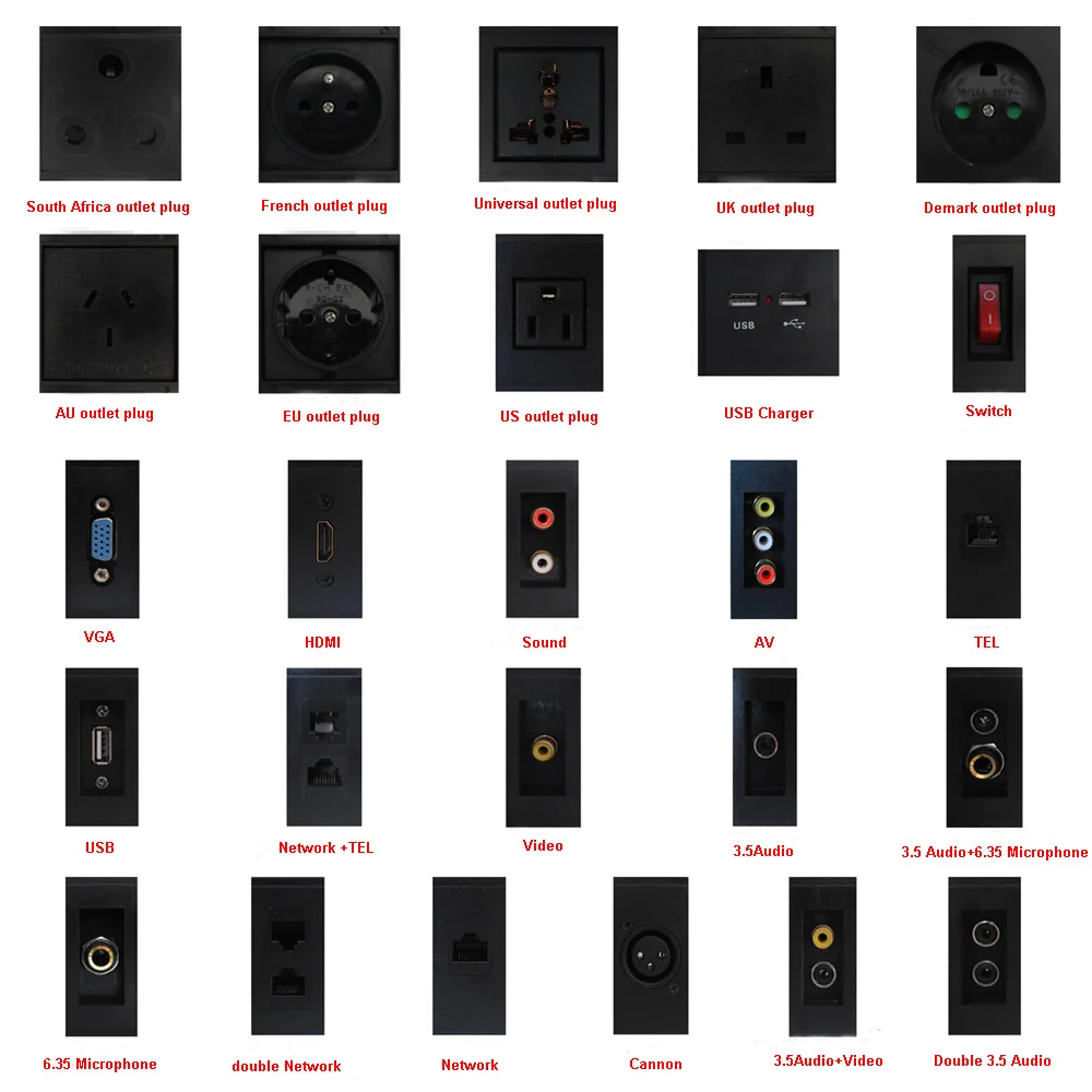 Tomadas de Energia Plugue de Alimentação Soquete com 2 Bancada Embutido Universal Internet Vga Hdmi Flip Cover Escova Tel Home & Garden