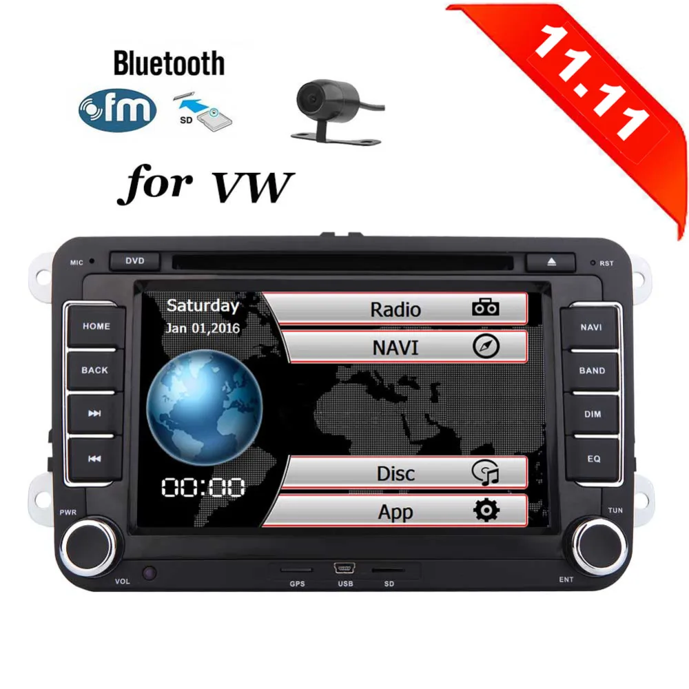 2 Din головное устройство DVD CD плеер для Volkswagen и аудиомагнитолы автомобильные Стерео gps приемник с бесплатной 8 ГБ карта Поддержка Bluetooth, RDS, A