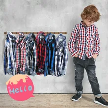 Клетчатые рубашки для мальчиков, Детская рубашка с длинными рукавами