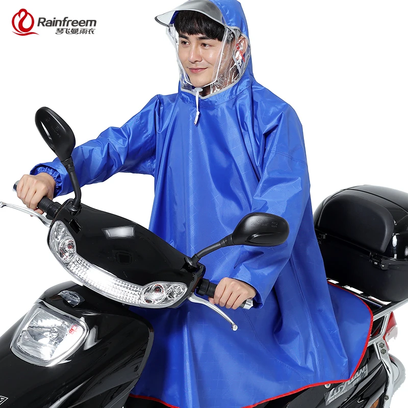 Rainfreem мужчины/женщины непроницаемый электромобиль/плащ от дождя для езды на велосипеде плотный дождевик двойной прозрачный капюшон от дождя снаряжение дождевик
