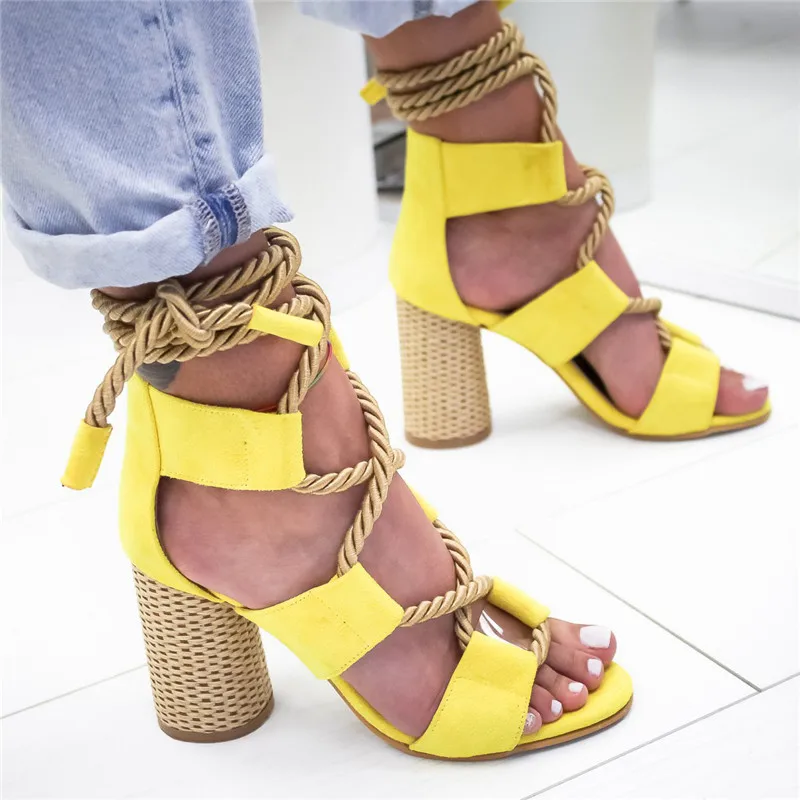 

Women New Sandals Women High Heel Peep Toe Lace Up Sandals Shoes Summer Beach Boho Sexy Gladiator Sandals Shoes 2019