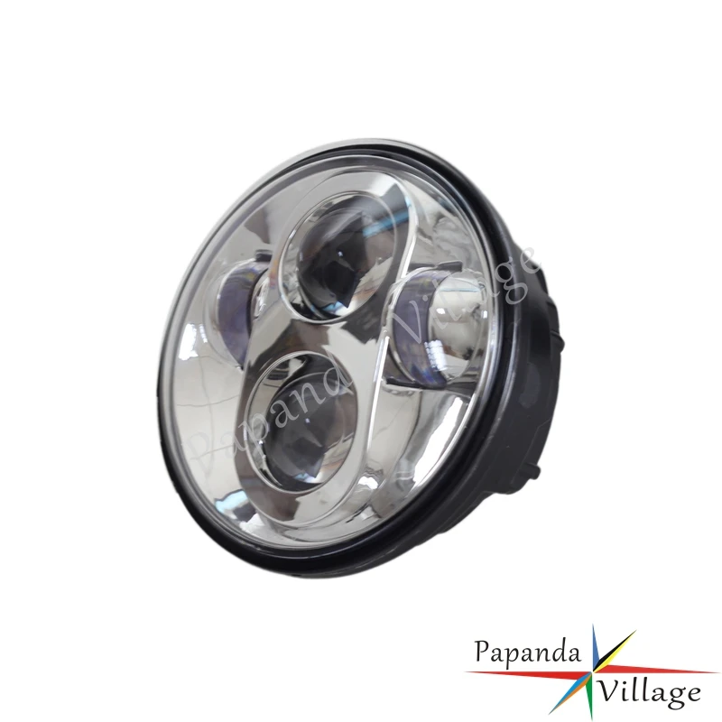 Papanda Motorcycle Chrome 5-3/4" LED Front Headlight Headlamp Projector Lamp Custom for Harley Sportster Dyna FXST
