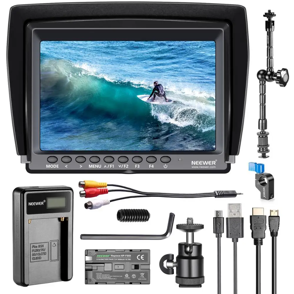 Neewer F100 7 дюймовый 1280x800 ips Экран Камера полевой монитор комплект: Поддержка 4 k вход