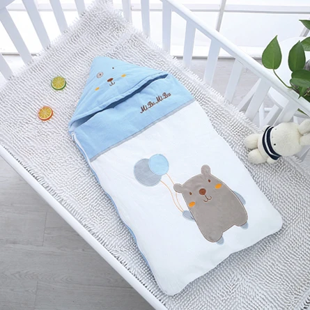 Детский спальный мешок пеленать конверты для новорождённых Детские спальные мешки пеленки кокон для новорожденных 0-8 м медведь шаблон растут спальный мешок - Цвет: blue