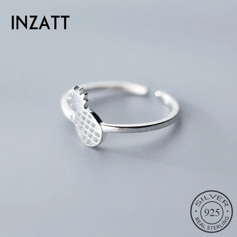 

INZATT Real 925 Sterling Silver Minimalist Hollow Pineapple Opening Ring For Women Fruit Party Fine Jewelry Punk Accessories