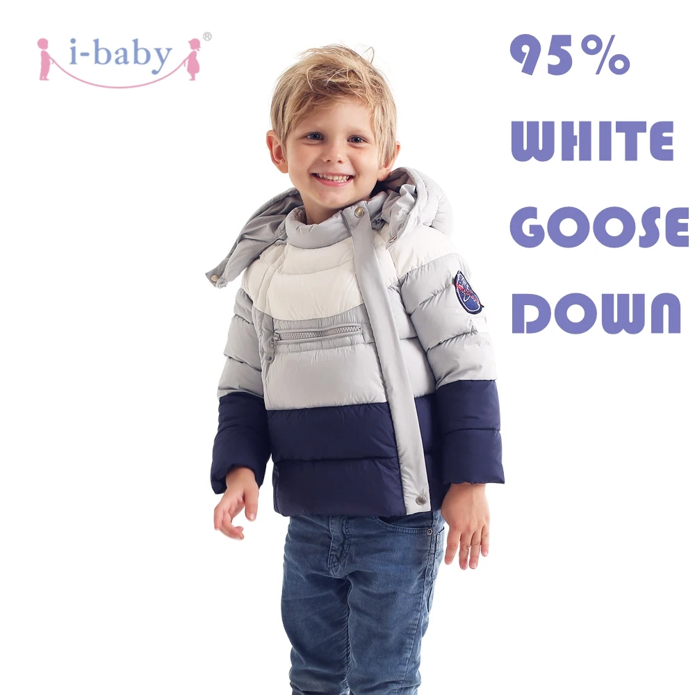 

i-baby Down Coat Outlast Kids Patchwork Outwear Hooded Baby Cozy Puffer Jacket with double Layers Filling for Winter
