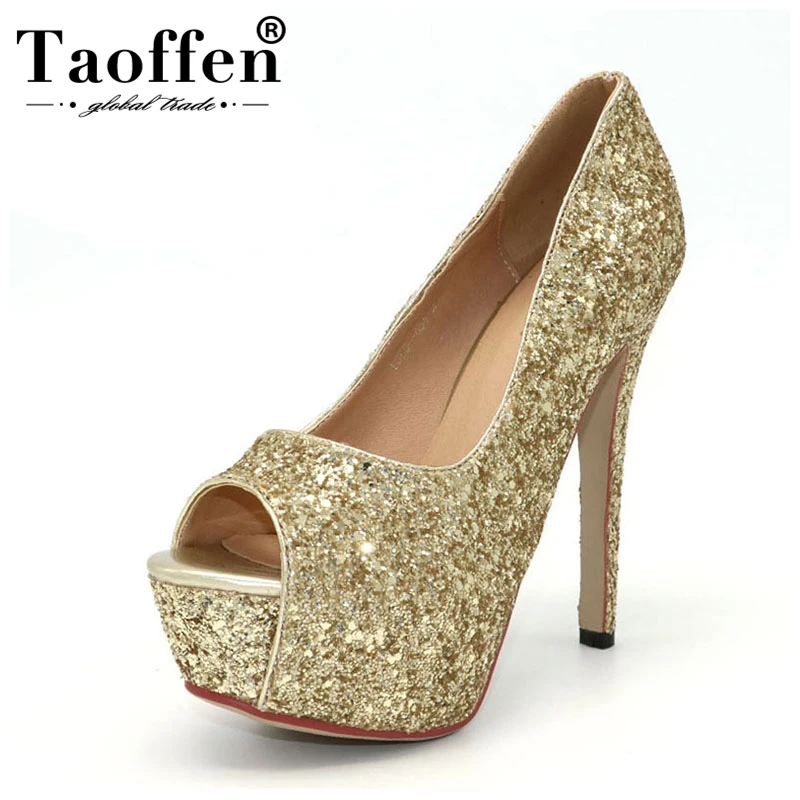 TAOFFEN/женские туфли с открытым носком на высоком каблуке пикантные Вечерние туфли на платформе модные туфли-лодочки на каблуке туфли на каблуке размеры 32-43, P18133