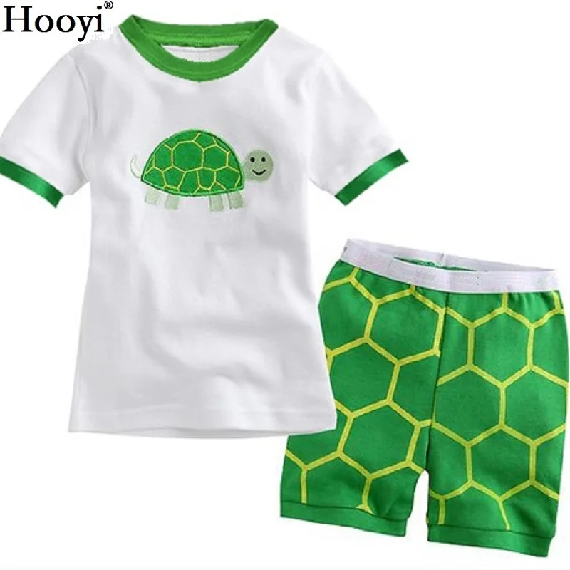 Monster Summer Boys Pajamas Suits Short Sleeve Kid Big Eye Green Children Pyjama Sets Boys Sleepwear Tee Shirts Shorts Pant