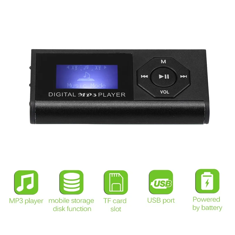 

FORNORM Portable MP3 Player Lossless Portable Digital Compact Sport Stereo MP3 Player Max Support 16 GB Micro SD Card With Music