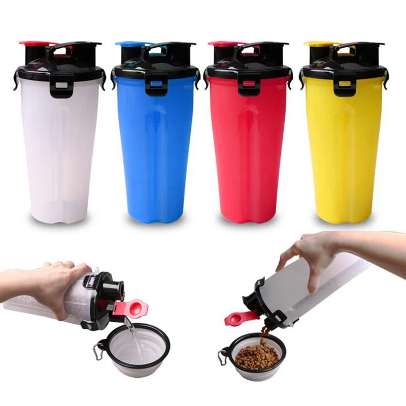 Outdoor Dog Pet Feeder Bottles Food and Water Bottle with Collapsible