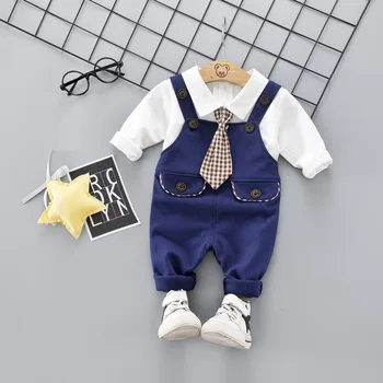

Toddler Baby Boy Tie Clothes Set 2019 Newest Spring Cartoon Clothing For Toddler Gentleman T shirt + Pants Outfit 1 2 3 4 Years