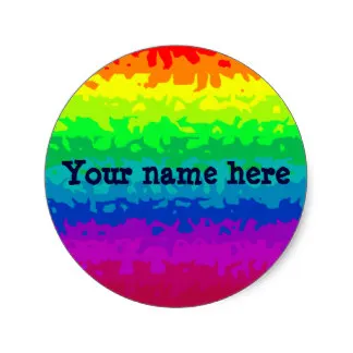 

3.8cm Cute wild abstract rainbow add your name classic round sticker