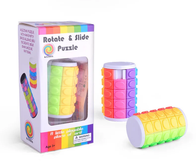 5-й заказ 3d вращающаяся и скользящая игрушка-головоломка кубик-стресс Радужный цвет цилиндр раздвижная головоломка Новинка декомпрессионные игрушки для взрослых