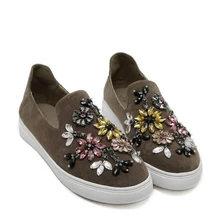 Известный Бренд стразы с цветочным узором на плоской подошве; яркие женские туфли со стразами на платформе; женские шлепанцы на толстой подошве без шнуровки; ботинки-оксфорды обувь c159