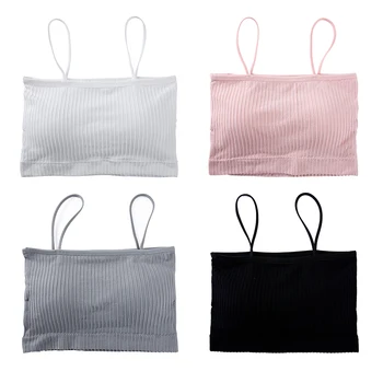 

Women Seamless Strap Padded Bra Tanks Solid Crop Top Anti Emptied Clothing