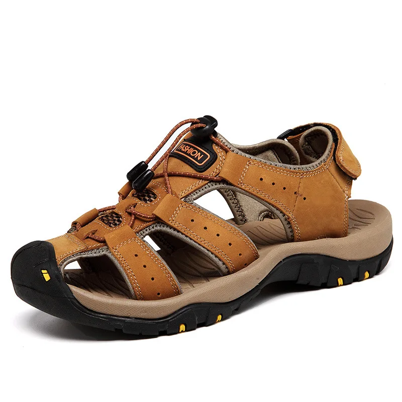 

Brand Hot Sandals Mens Sandals Genuine Leather Shoes 2019 New Summer Beach Shoes Men Casual Shoes Outdoor Sandalias Hombre