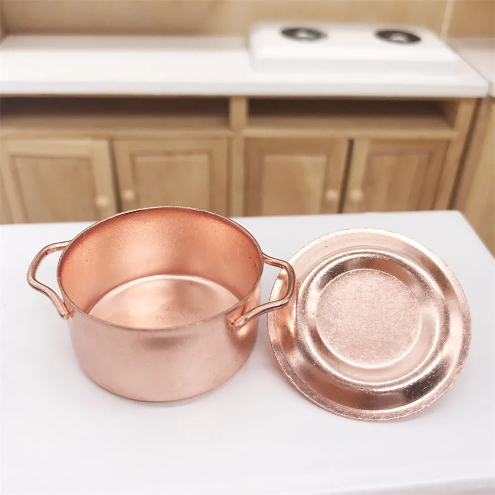 Dollhouse Miniature Set of 3 Copper Sauce Pots