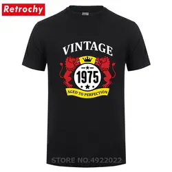 Винтаж 1975 в возрасте до совершенства футболка для мужчин прохладный футболки с круглым вырезом классический оригинальный Винтажная