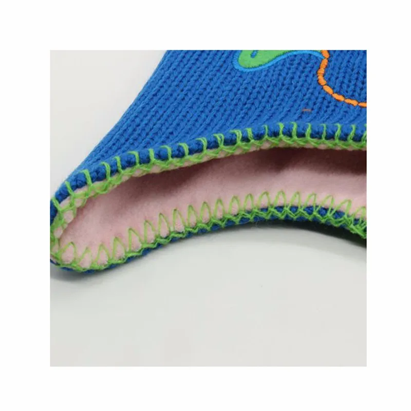 Kids Beanies Cute Cartoon Horn Caps Funny Face Embroidery Skullies Children Knit Wool Fleece Hats Boys Girls Winter Accessories (7)