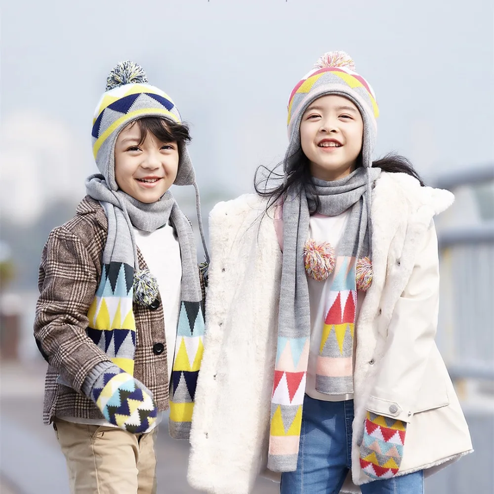 MI Mijia Zhixing, детский зимний шейный платок, вязаная шапка, шарф, перчатки, полиакрилонитрил, двойное переплетение, теплый, мягкий для мальчиков и девочек