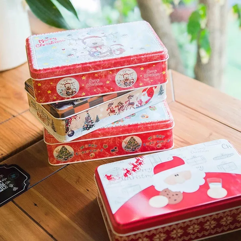 Милые Прямоугольник Рождественский подарок посылка жестяная коробка конфет Печенье чехол печенья чехол Подарок праздничные принадлежности