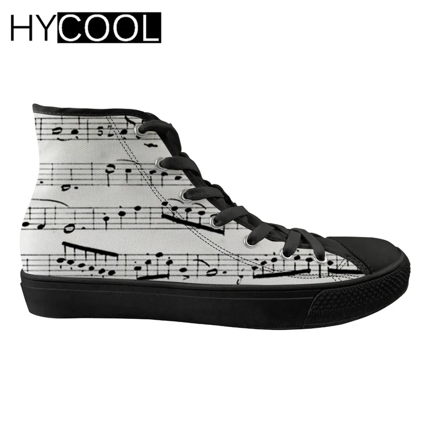 HYCOOL Music Note Piano Pattern Walking Shoes Sneakers Woman Sports Black High Top Sport Shoes Ladies Lace-up Gym Shoes Outdoor HYCOOL Music Note Piano Pattern Walking Shoes Sneakers Woman Sports Black High Top Sport Shoes Ladies Lace-up Gym Shoes Outdoor