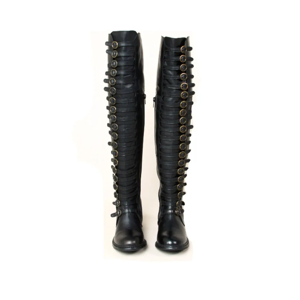 round toe knee high heel boots