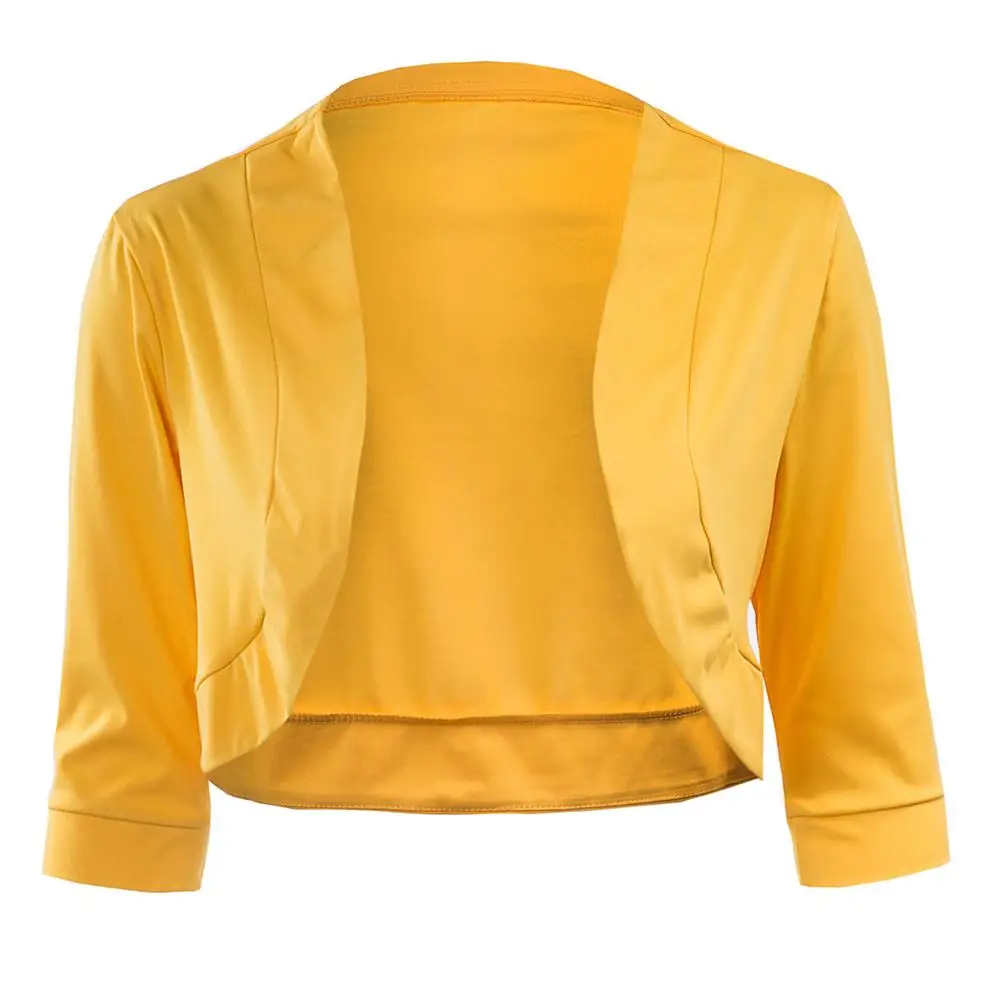 

Plus Size Fashion Solid Color Women Open Front 3/4 Sleeve Bolero Shrug Coat Autumn Sexy Women Cardigan Jacket