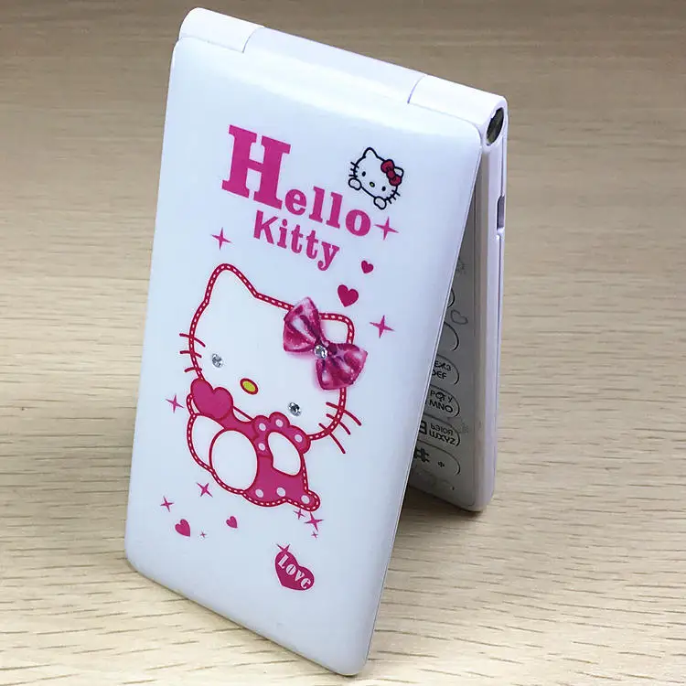 Hello Kitty Флип с двумя сим-картами мультфильм дыхательный светильник камера Voiceking для женщин девушек MP3 милый 2,4 дюймовый телефон H-mobile D10