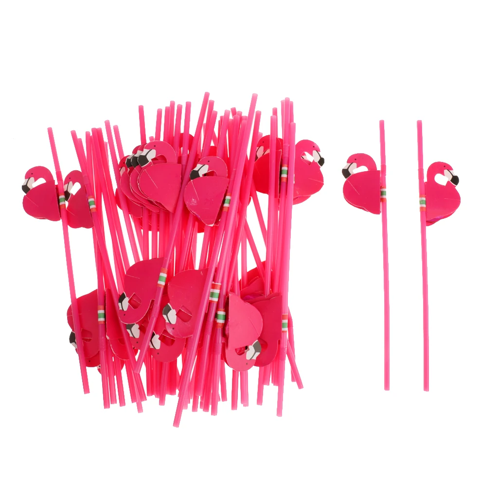25pcs Tropical Flamingo Straws 3D Plastic Drinking Straws for Wedding Celebrate Party Tableware Barware Favor Summer Pool Straw