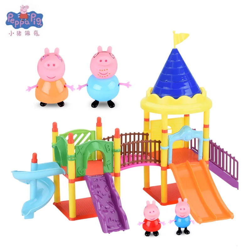 

Genuine PEPPA PIG Family House Festival Leisure Amusement Park Holiday Villa Picnic Sports Car Burger Shop Children's Game Toys