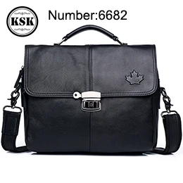 Мужская сумка из натуральной кожи, сумка через плечо, винтажная кожаная офисная сумка для мужчин, портфель, сумка-мессенджер,, роскошные сумки KSK - Цвет: black 6682
