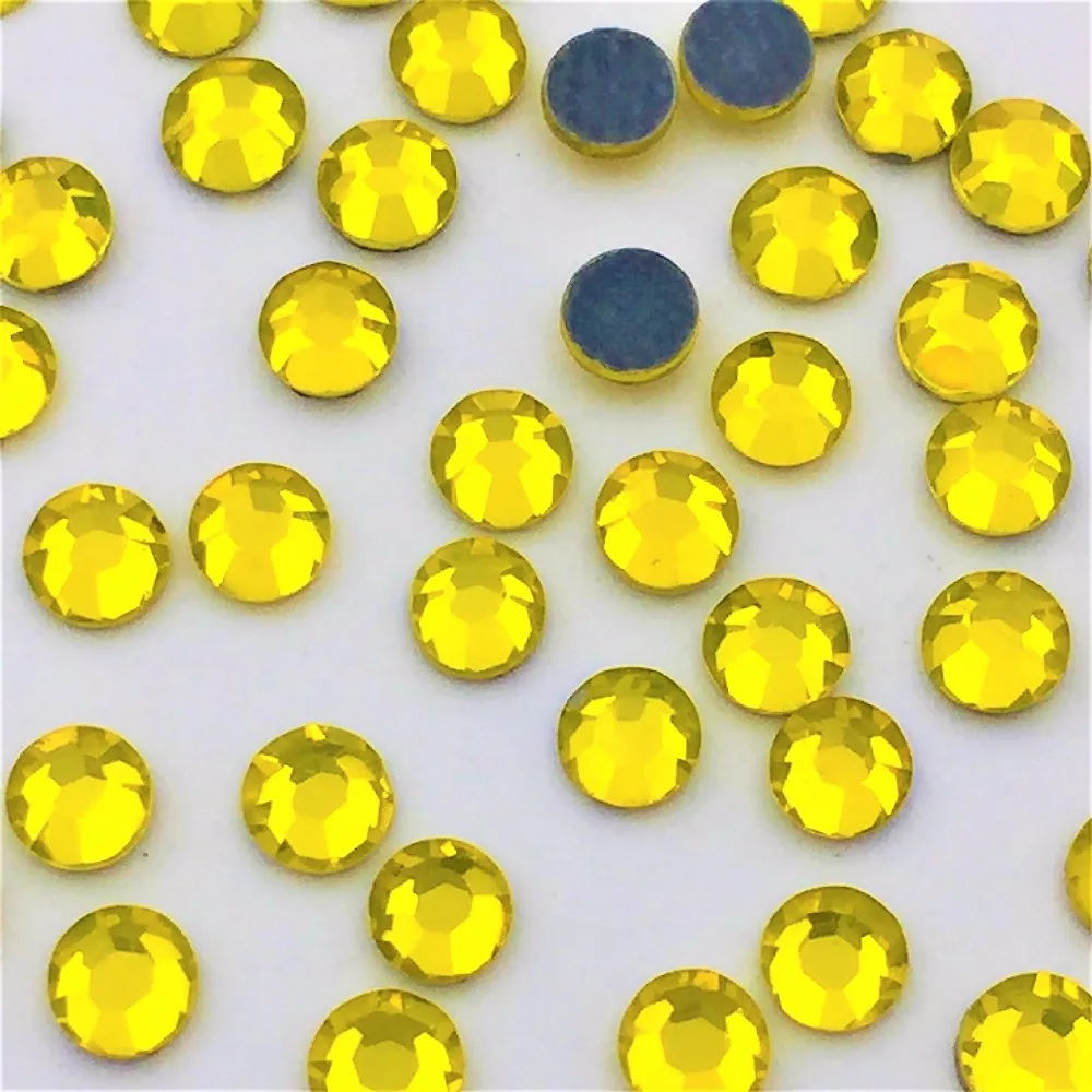 

DIY New Hot Sale Appliques SS10 1440pcs/pack lemon yellow Flatback Crystal Hotfix iron on clothes glitter Rhinestones deco
