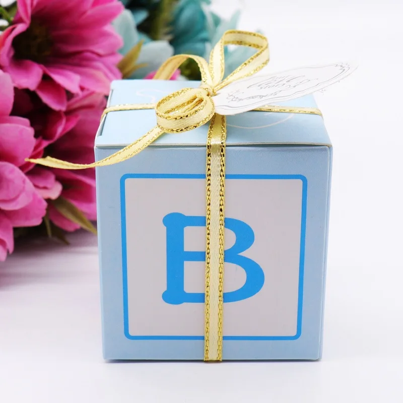 50 шт. Baby Shower свадебный подарок коробку коробки для конфет на день рождения украшения, товары для вечеринки детская сувениры на мероприятиях мешок подарок для мальчиков и девочек - Цвет: blue