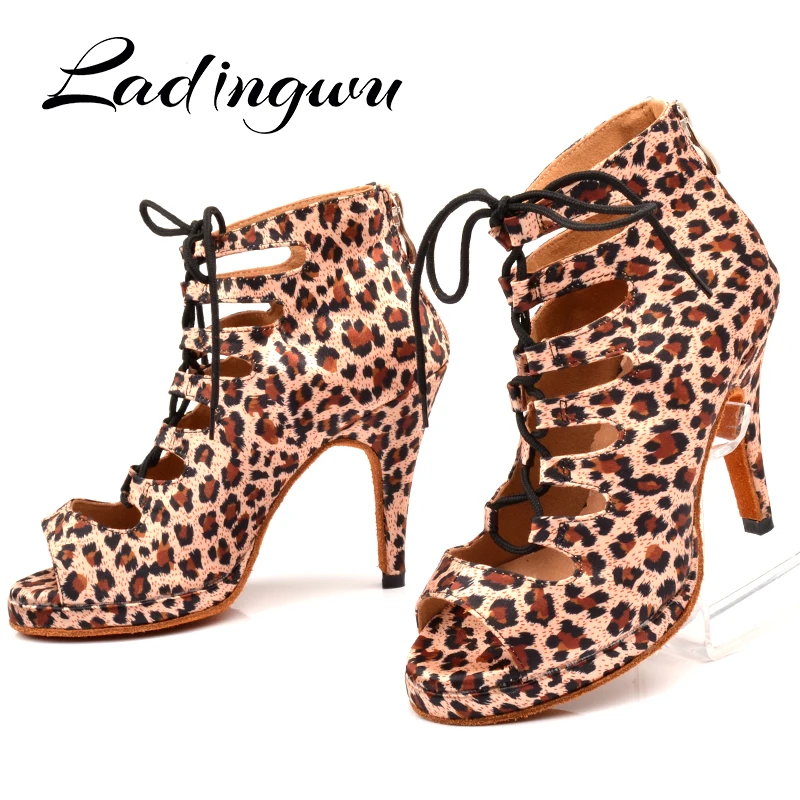 Ladingwu Platform Dance Boots Wide and narrow adjustment strap Latin Dance Shoes For Woman Ballroom